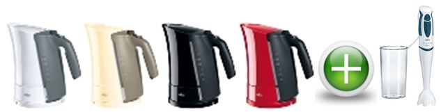 Чайник BRAUN WK 300 и к нему ПОДАРОК блендер BRAUN MR 300