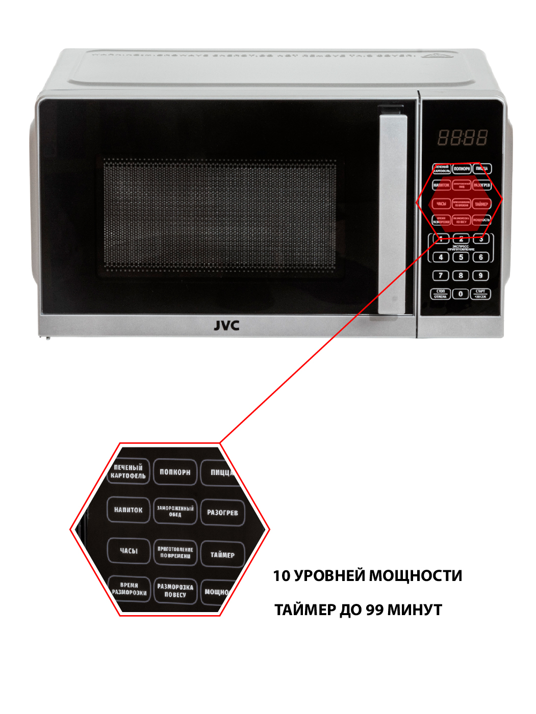 Микроволновая печь (СВЧ) JVC JK-MW372S купить в Красноярске