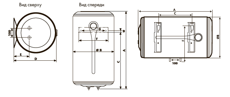 Водонагреватель на чертеже