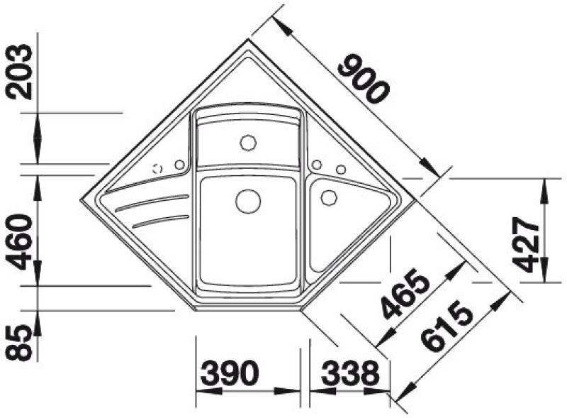 Угловая раковина для кухни габариты