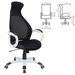 Кресло офисное BRABIX PREMIUM "Genesis EX-517", пластик белый, ткань/экокожа/сетка черная, 531573 — фото 1 / 8