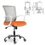 Кресло BRABIX "Wings MG-306", пластик белый, хром, сетка, серое/оранжевое, 532011 — фото 1 / 5