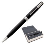 Ручка шариковая PARKER "Sonnet Core Matt Black CT", корпус черный матовый лак, палладиевые детали, черная, 1931524 — фото 1 / 2