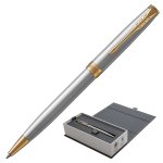 Ручка шариковая PARKER "Sonnet Core Stainless Steel GT", серебристый корпус, позолоченные детали, черная, 1931507 — фото 1 / 2