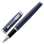 Ручка перьевая PARKER "IM Core Matte Blue CT", корпус темно-синий лак, хромированные детали, синяя, 1931647 — фото 1 / 2