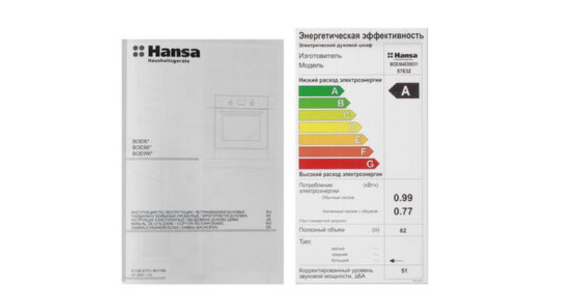 Ханса перевод. Где указана модель у духовки Ханса.