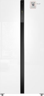 Холодильник Weissgauff WSBS 500 Inverter NoFrost White Glass — фото 1 / 13