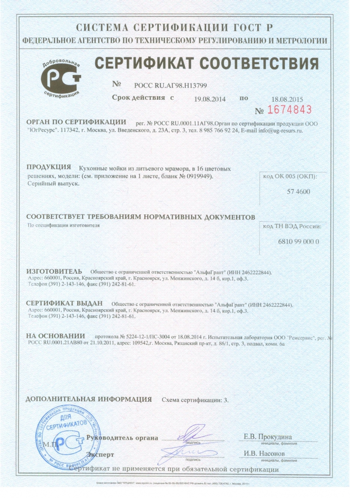 сертификат соответствия AlfaGrant