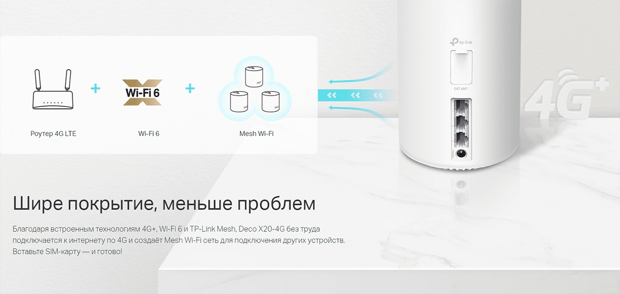 Wi-Fi роутер TP-LINK Deco X20-4G (1-pack) купить в Красноярске
