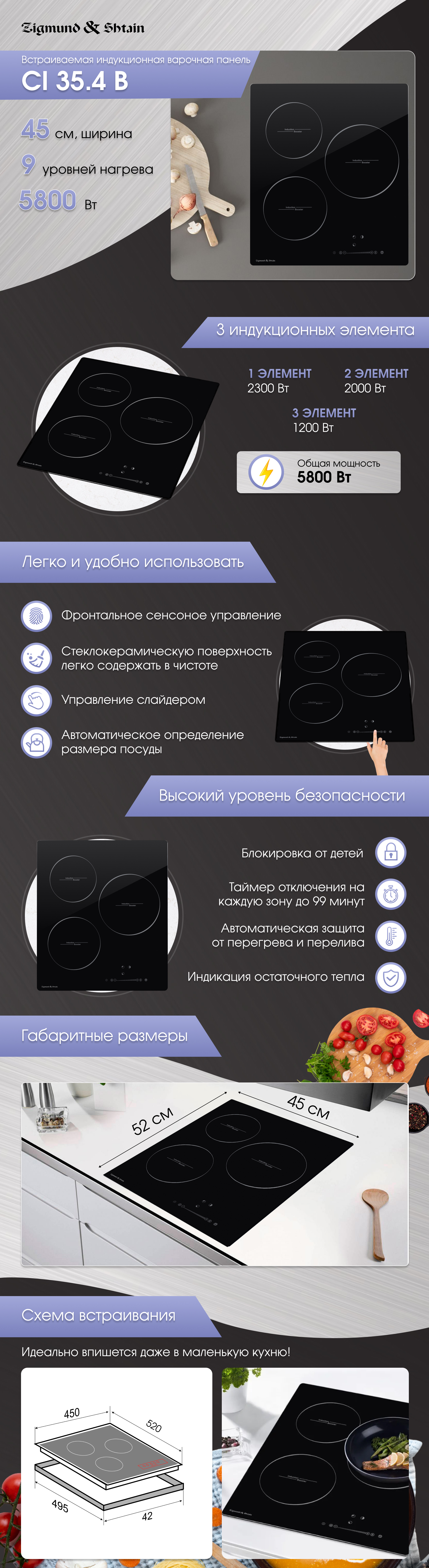 Варочная панель электрическая Zigmund & Shtain CI 35.4 B индукционная купить в Красноярске