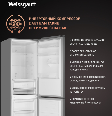 Weissgauff WRK 2000 Total NoFrost Inverter Black Glass купить Красноярск